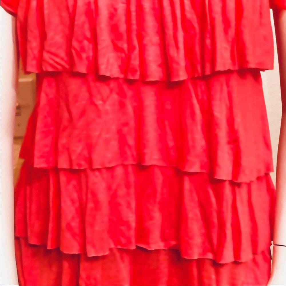 CORAL RUFFLE LAYERED SLEEVELESS TOP BLOUSE NEW L - Picture 5 of 5